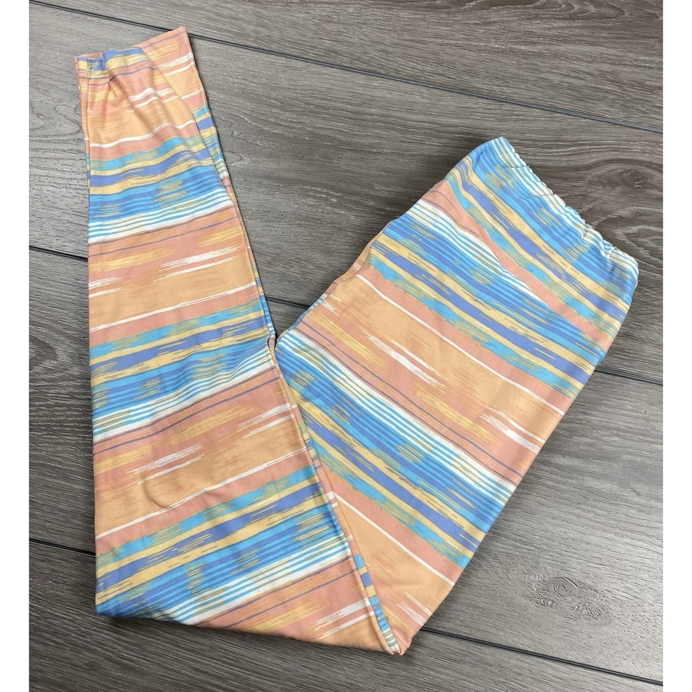 Lularoe Women's Pull On‎ Striped Wavy Leggings Multicolor Tall & Curvy